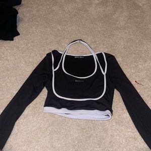 Black and white halter top/crop top!